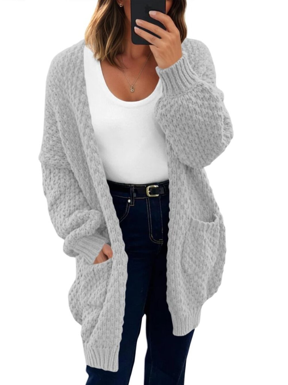 Womens Oversized Open Front Cardigan